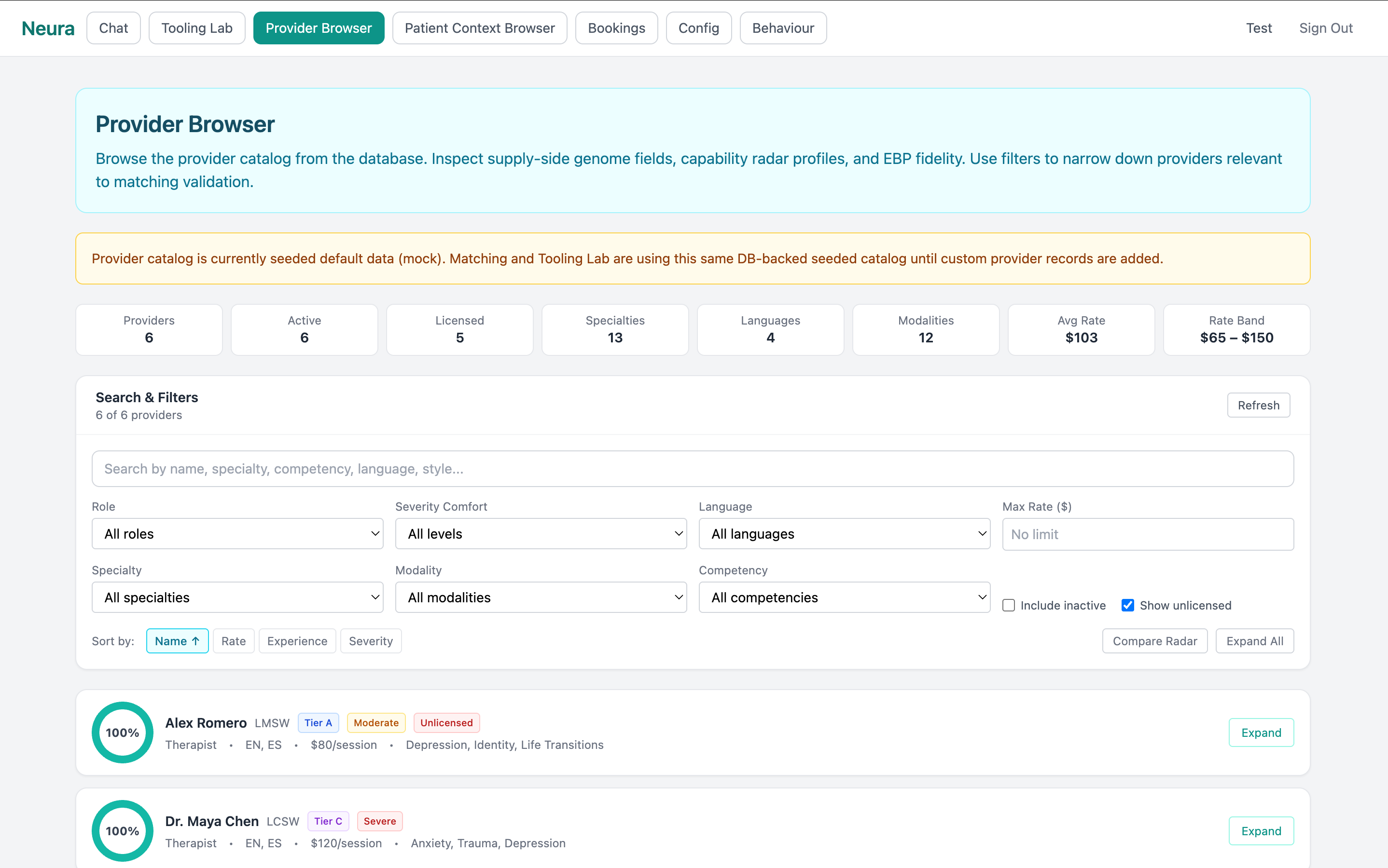 Psyter provider browser &mdash; HIPAA-compliant mental-health navigation agent